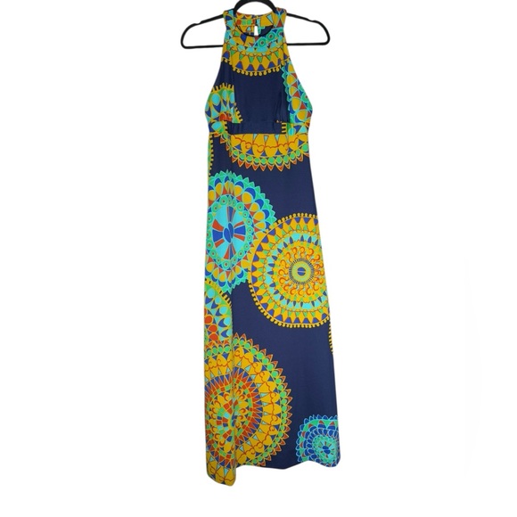 Tori Richard Dresses & Skirts - VTG Tori Richard Honolulu Hawaiian Halter Maxi Dress Womens Sz 10 Blue Abstract